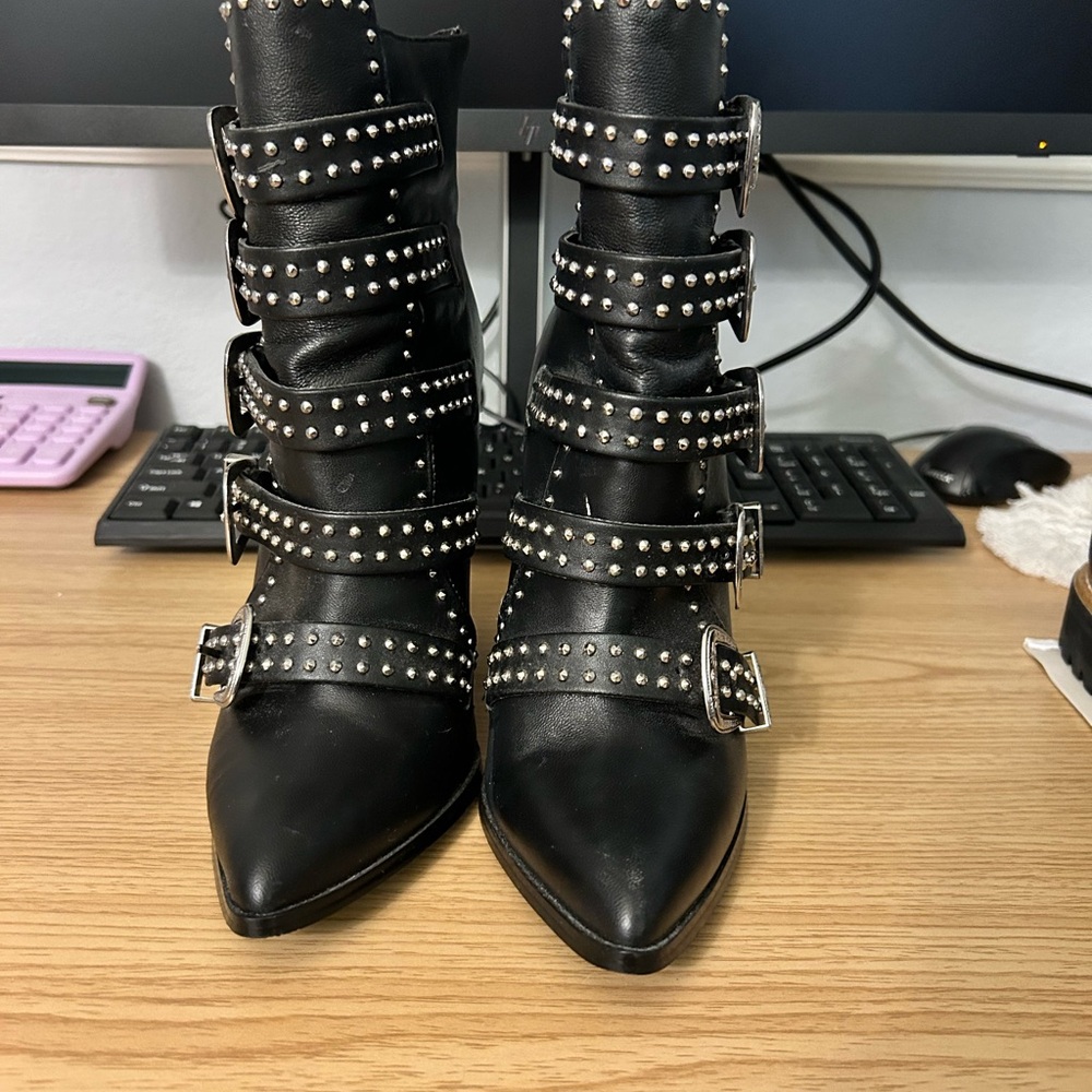 Steve Madden Black Studded Ankle Booties